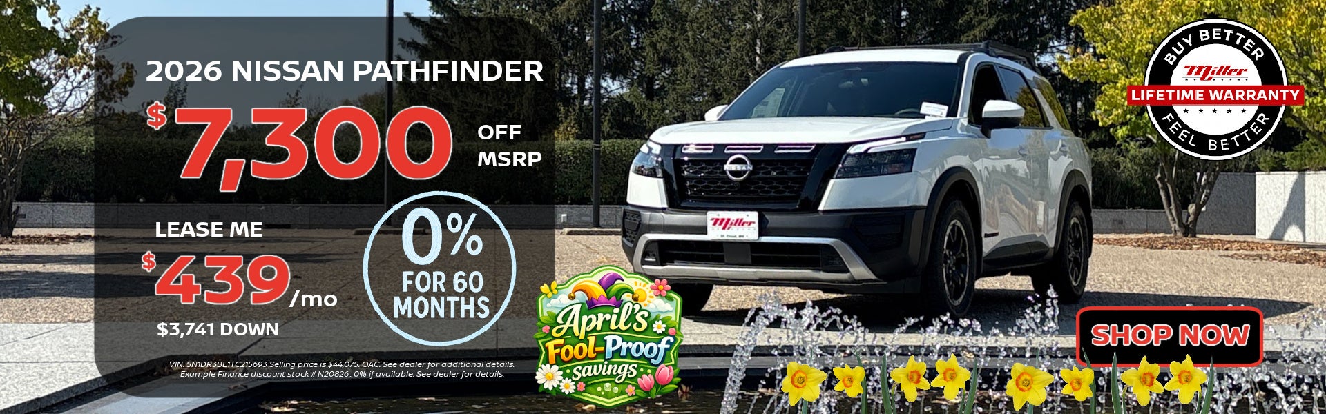 Big Savings on Nissan Pathfinder this month at Miller Auto