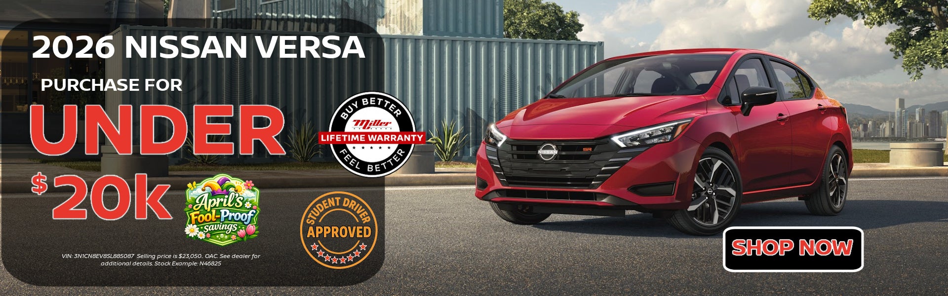 Big Savings on Nissan Versa This april at Miller Auto