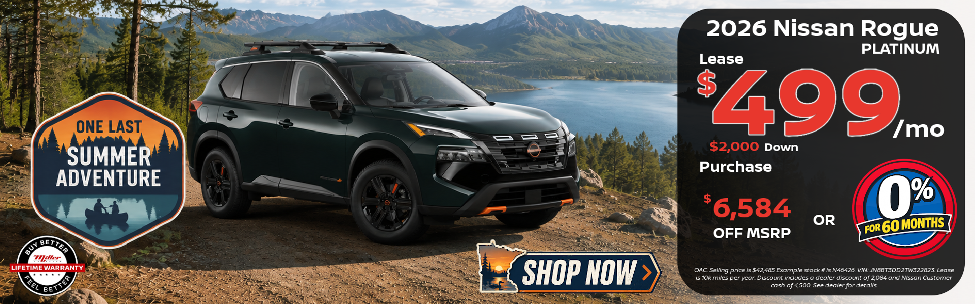 Lease special on the Nissan Rogue at MIller Auto