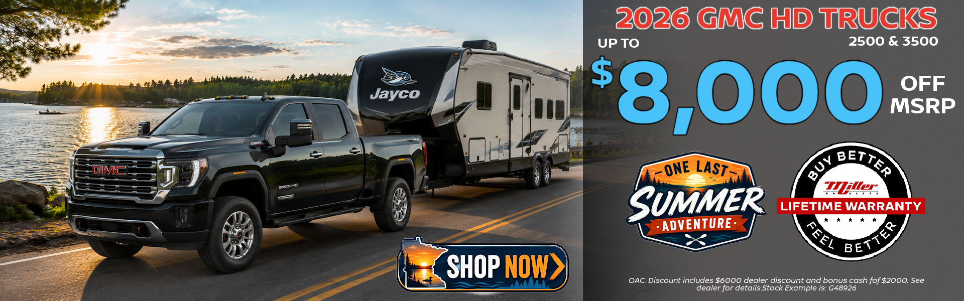 Bog deal on the Sierrra HD Trucks this month