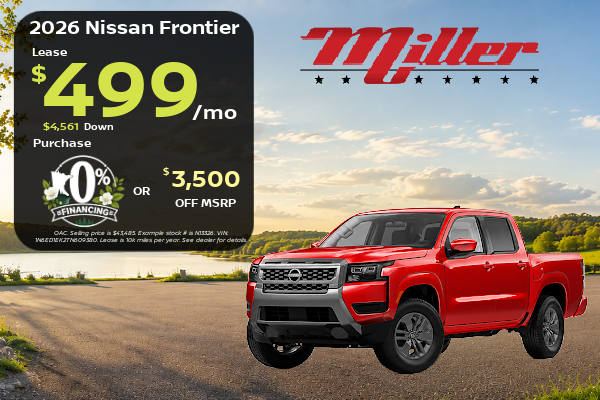 Big Savings on Nissan This month at Miller