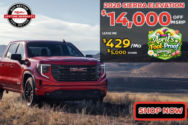 Big Savings on GMC SIerra this month at Miller Auto